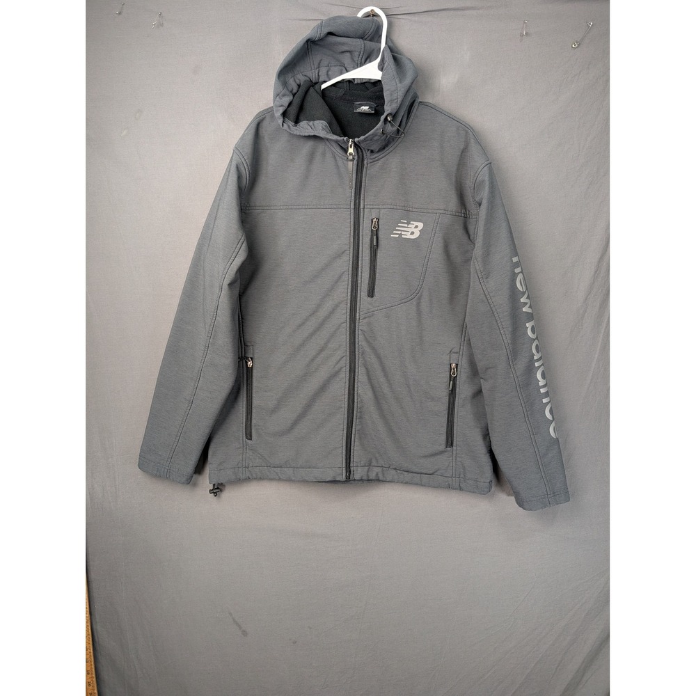 New Balance Mens Grey Softshell Fleece Lined Hooded Jacket XL